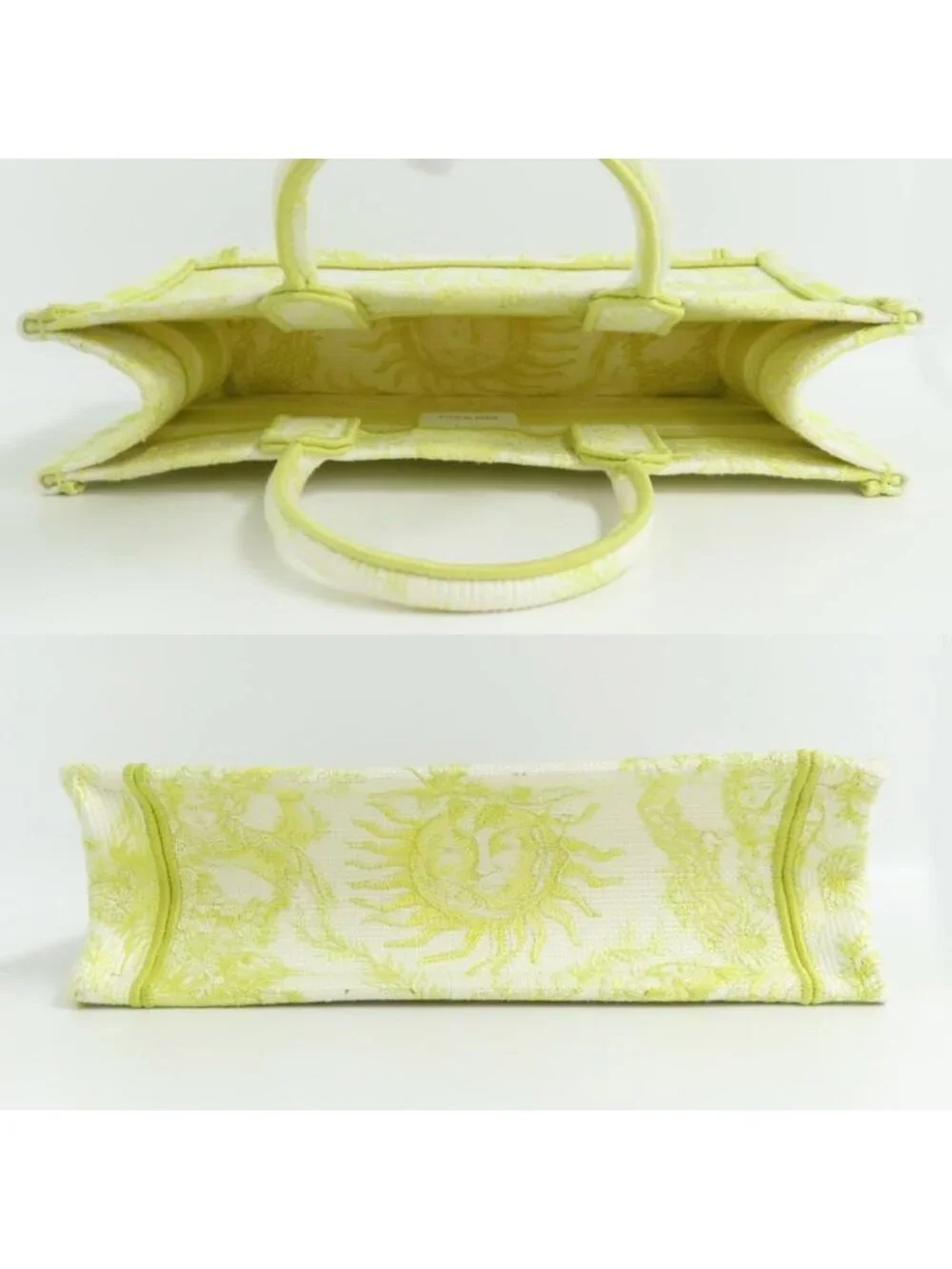 Christian Dior Book Tote Mini M1255 Zecq Handbag Yellow Canvas - Picture 3 of 10